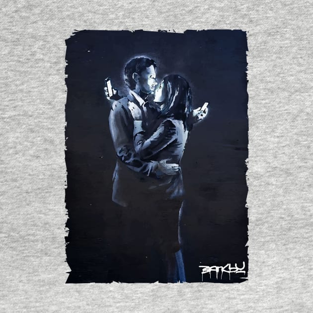 Banksy Mobile Phone Lovers by inkstyl